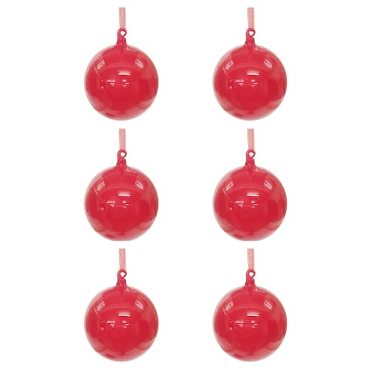 Melrose 5.75" Red Glass Ball Ornaments, 6ct.